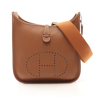 HERMES Evelyne 3 PM Shoulder crossbody Bag U Taurillon Clemence Gold Used SHW