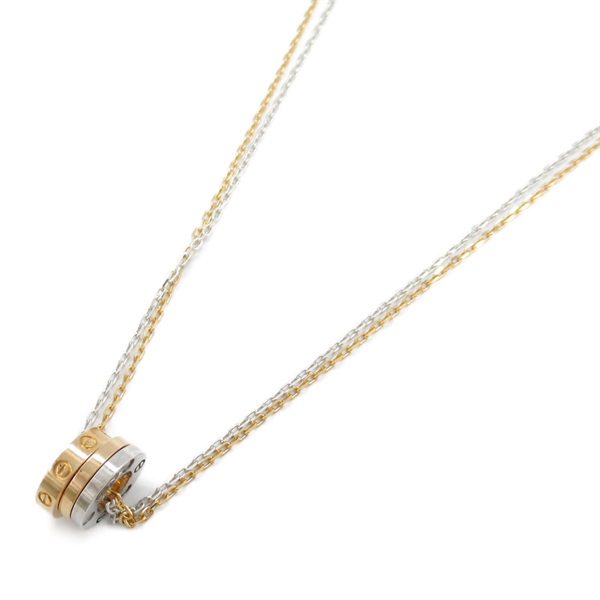 CARTIER Love Three Hoop Diamond Necklace 18KYG Yellow Three Gold Used women