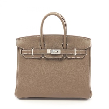 HERMES Birkin 25 Hand bag B Togo leather toupe Grey Used SHW