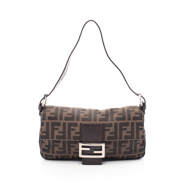 FENDI Mamma bucket Zucca shoulder Handbag 26424 canvas leather Brown Used Women