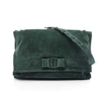 Salvatore Ferragamo Vara ribbon Shoulder Bag 21 1189 Suede leather Green Used