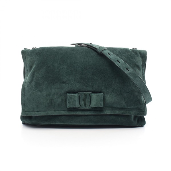 Salvatore Ferragamo Vara ribbon Shoulder Bag 21 1189 Suede leather Green Used