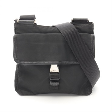 PRADA VIAGGIO Shoulder Bag VA0270 Nylon Sapphire leather Black Used unisex