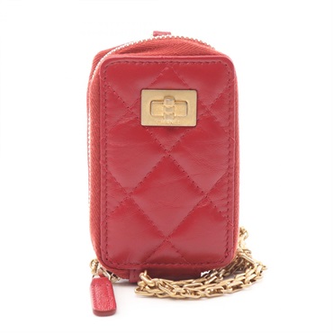 CHANEL 2.55 Matelasse Chain shoulder bag Pouch AP1487 leather Red Used GHW CC