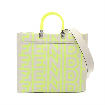 FENDI Marc Jacobs SUNSHINE MEDIUM Tote shoulder Bag leather neon yellow white