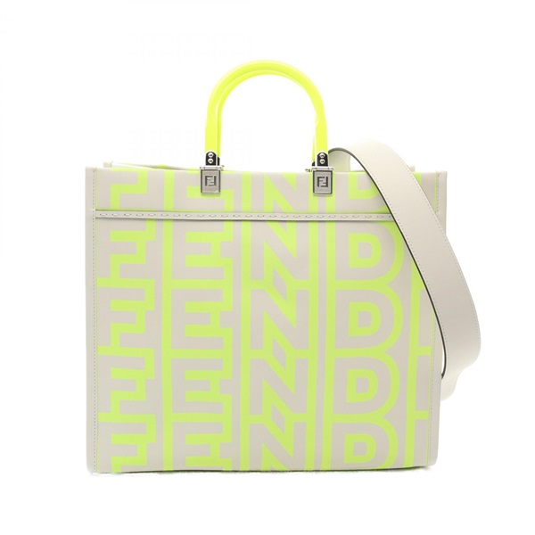 FENDI Marc Jacobs SUNSHINE MEDIUM Tote shoulder Bag leather neon yellow white