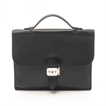 HERMES Sac Adepeche 27 Business bag Evercolor leather Black Used mens