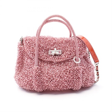 ANTEPRIMA LUCCHETTO Chain wire 2way shoulder Handbag coated canvas Pink Used