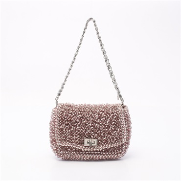 ANTEPRIMA LUCCHETTO Wire pouch Shoulder Bag canvas Pink Silver Used Women