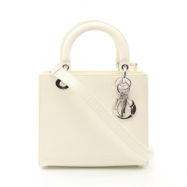 Dior LADY DIOR 2way shoulder Handbag leather White Used Women SHW