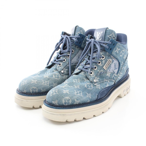 LOUIS VUITTON Oberkamp shoes sneaker boots denim Suede Blue Used mens size 8