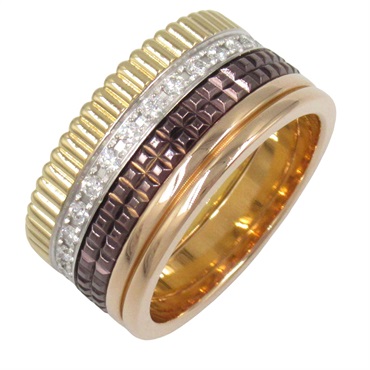 Boucheron Quatre Classic Diamond Ring Large 18KYG 18KPG Gold Used US size 9.5