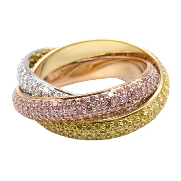 CARTIER Trinity ring Diamond 18KYG 18KPG 18KWG Three gold used US size 8 #56