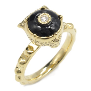 GUCCI Le Marche des Merveilles Cat Onyx Ring 18KYG Gold Used unisex US size 6.75