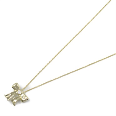 TIFFANY＆CO Blue Box Bow Diamond Necklace 18KYG Yellow Gold Used women