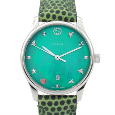 GUCCI G timeless Wrist Watch 126.5 Quartz Stainless Steel leather Used Women