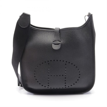 HERMES Evelyne 3 PM Shoulder crossbody Bag U Taurillon Clemence Black Used SHW