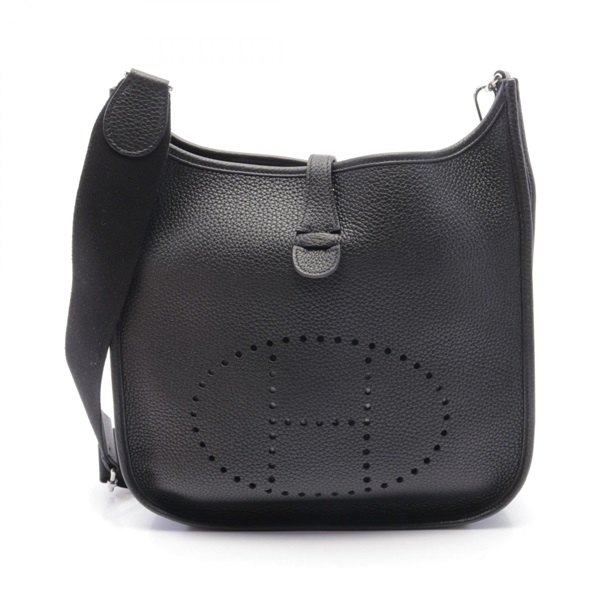HERMES Evelyne 3 PM Shoulder crossbody Bag U Taurillon Clemence Black Used SHW