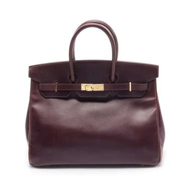 HERMES Birkin 35 Hand bag F 022782CC Box calf leather Prune Used GHW