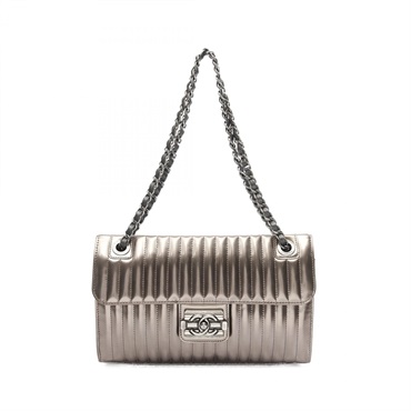 CHANEL Boy Chanel Vertical Quilting chain Shoulder Bag Patent leather Brown Used