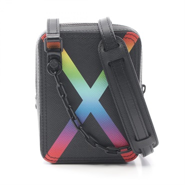 LOUIS VUITTON Danube Messenger Shoulder Bag M30332 Taiga leather Noir rainbow