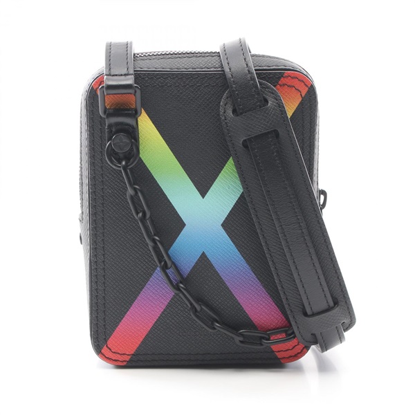 LOUIS VUITTON Danube Messenger Shoulder Bag M30332 Taiga leather Noir rainbow