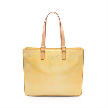 LOUIS VUITTON Columbus Hand Tote Bag M91047 Vernis leather Yellow Used Women LV