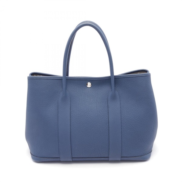 HERMES Garden party PM Tote Bag C Negonda leather Blue brighton Used SHW