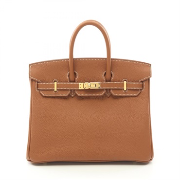 HERMES Birkin 25 Hand bag B 041344CC Togo leather Gold brown GHW