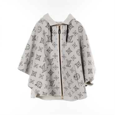 LOUIS VUITTON Monogram Mahina poncho RW231 WR90 FOCO05 wool Gray Used Women