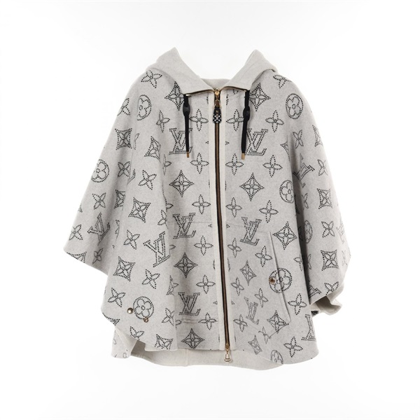 LOUIS VUITTON Monogram Mahina poncho RW231 WR90 FOCO05 wool Gray Used Women