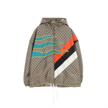 GUCCI GG Supreme hooded jacket Blouson 681329 Nylon Beige Multicolor mens #52