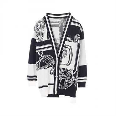 HERMES Golfer Cardigan In Desordre Finesse cardigan 46-7740 Silk White Women