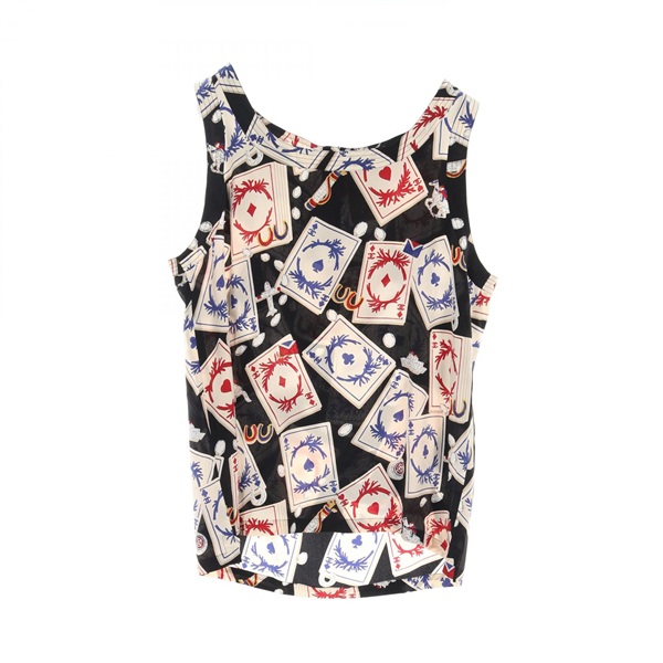 CHANEL Sleeveless tops silk Black Multicolor Used Women size 44