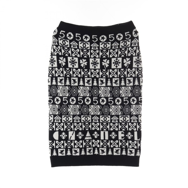 CHANEL Coco Neige skirt P62261K47646 cashmere Black White Used Women size 36