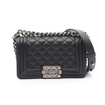 CHANEL Boy Chanel Small chain crossbody Shoulder Bag A67085 leather Black Used