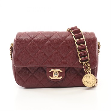 CHANEL Matelasse chian Shoulder crossbody Bag leather Bordeaux Used GHW