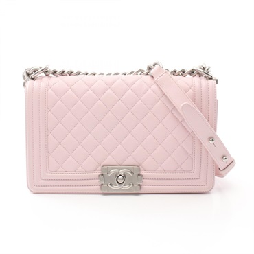 CHANEL Boy chanel chain Shoulder Bag A67086 Lambskin Pink Used SHW
