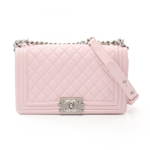 CHANEL Boy chanel chain Shoulder Bag A67086 Lambskin Pink Used SHW