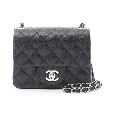 CHANEL Mini Matelasse Chain Shoulder Bag A35200 Grained calfskin Black Used SHW