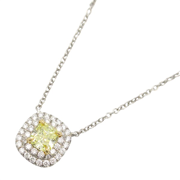 TIFFANY＆CO Solest Necklace Diamond Pt950 Platinum 18KWG Gold Used women Pendant