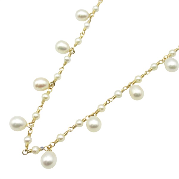 TIFFANY＆CO Pearl Necklace 18KYG Yellow Gold Pearl White Used women