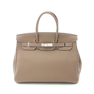 HERMES Birkin 35 Hand bag W Togo leather Etoupe Grey Used SHW