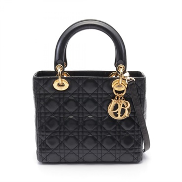Christian Dior LADY DIOR Cannage Hand shoulder bag CAL44550 leather Black Used