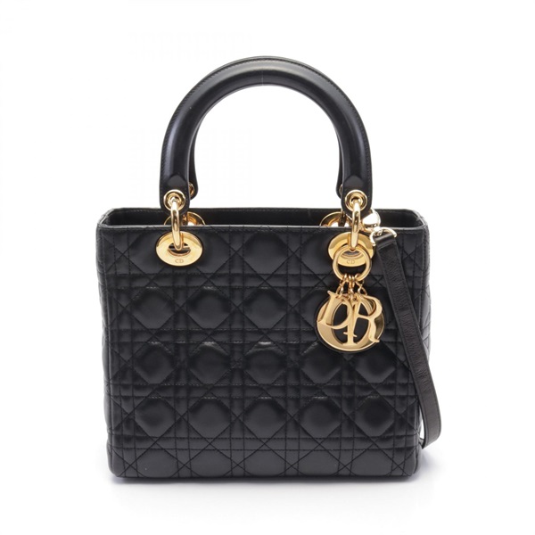 Christian Dior LADY DIOR Cannage Hand shoulder bag CAL44550 leather Black Used