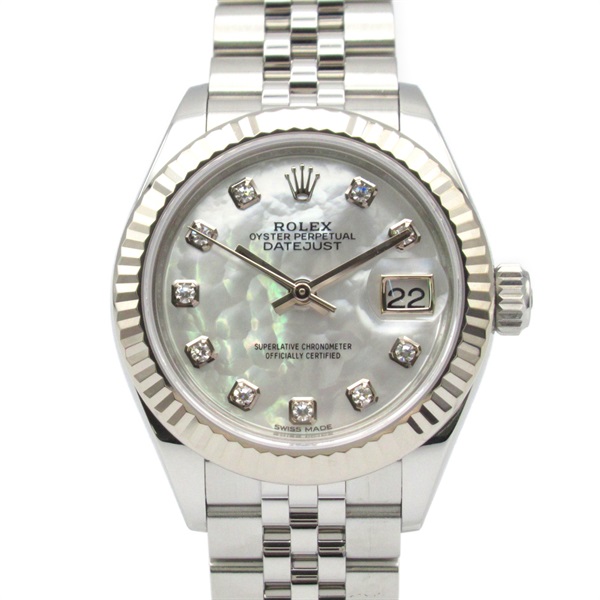 ROLEX Datejust 10P Diamond Wrist Watch 279174NG Auto 18KWG Gold SS Used women