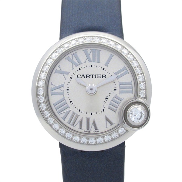 CARTIER Baron Blanc de Cartier Wrist Watch W4BL0002 Quartz SS Leather Used Women