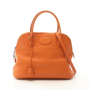 HERMES Bolide 31 Hand shoulder bag N Taurillon Clemence Orange Used SHW