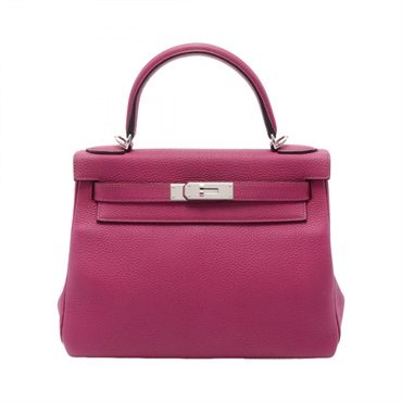HERMES Kelly 28 Hand bag Inside stitched Z 030931CK Togo Rose purple Used SHW