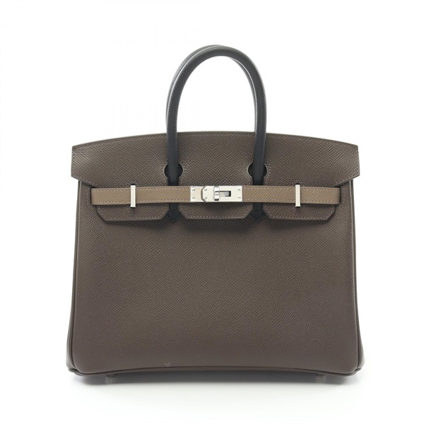 HERMES birkin 25 tricolor Hand bag W 084680CK Epsom Etoupe black Ecorce Used SHW